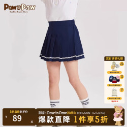 Paw in Paw PawinPaw卡通小熊童装2024年夏季女童百褶裙学院风短裙 Navy藏青色/59 140