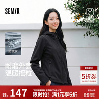 森马 外套女春摇粒绒防泼水软壳衣2026新款简约显瘦夹克 黑色90001 M