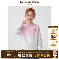 Paw in Paw PawinPaw卡通小熊童装2025年春夏新款女童宽松圆领长袖卫衣柔软 Pink粉红色/25 110