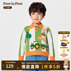 Paw in Paw PawinPaw卡通小熊童装25年秋季新款男宝宝翻领毛衣休闲 Green绿色/40 100