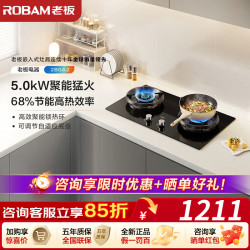 老板 燃气灶2B0A2煤气灶家用大火力灶具 双灶台式嵌入式炉具 高热效率 聚能猛火灶