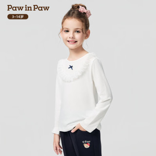 Paw in Paw PawinPaw卡通小熊童装25年秋季新款女童长袖圆领T恤 Ivory象牙色/39 140