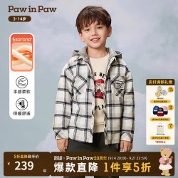 Paw in Paw PawinPaw卡通小熊童装25年秋冬新款男童休闲格子外套百搭经典 Indigo牛仔蓝色/55 120