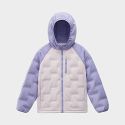 蕉内 小氢气5系儿童连帽羽绒服防泼水男女童保暖轻薄短款羽绒外套 薄雾紫拼色 130