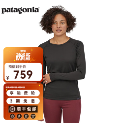 Patagonia 女士秋冬保暖舒适C3透气功能内衣上装Mw Crew Crew 44437 BLK