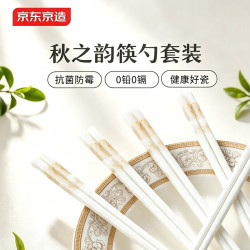 京东京造 陶瓷筷子 高档食品级 抗菌防霉彩盒装 秋之韵10双+2勺