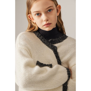 ELLE kids 女童粗棒针毛衣开衫 珍珠奶白 120