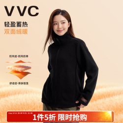 VVC 抓绒外套男女同款秋冬御寒保暖摇粒绒百搭情侣款上衣UI 极夜黑 L