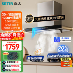 森太 抽油烟机顶吸家用30m³变频大吸力5.0kW定时高热效灶BD25BL+TD96液化气