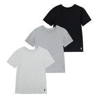 POLO RALPH LAUREN 适合大童 男性 时尚T恤 多件装T恤背心 圆领 短袖 标准版型 BlackGrey 3-pack X-Large