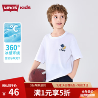 Levi's 儿童男童短袖T恤运动上衣女 明亮白 140