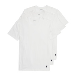 POLO RALPH LAUREN 男士4D弹性凉爽透气棉质莫代尔圆领汗衫 防臭网眼设计 平整领口无标签 3件装 白色克鲁斯海军蓝 - 3 件装 Large