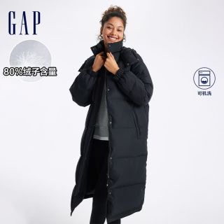 百亿补贴：Gap 女装秋冬款立领连帽长款羽绒服纯色简约保暖外套
