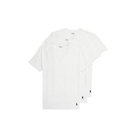 POLO RALPH LAUREN 男士4D弹性透气棉质莫代尔V领汗衫 四向拉伸 腋下网眼透气 3件装 白色克鲁斯海军蓝 - 3 件装 Medium