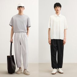 速写 男装早春新款男士裤子九分裤束脚卫裤纯色休闲舒适运动感