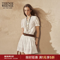 TEENIE WEENIE 小熊女装26夏季新款清新甜美少女感短袖衬衣 白色 S