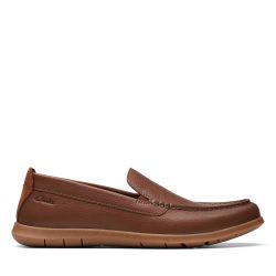 Clarks 其乐 男式 Flexway Step 软帮鞋, 浅棕色皮革