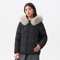 千仞岗 狐狸毛领连帽短款羽绒服