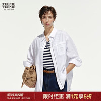 TEENIE WEENIE 小熊女装26夏季新款学院风宽松舒适条纹衬衫 白色 S