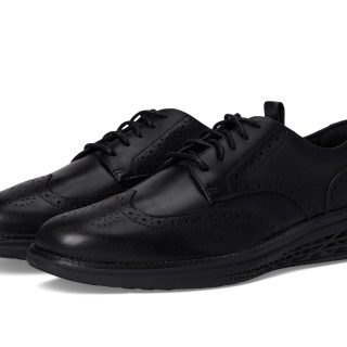 Cole Haan 男士皮革翼尖牛津鞋 商务正装皮鞋 EVA中底缓震 黑色黑色 8 US