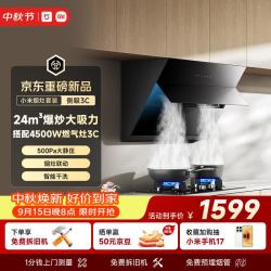 米家 抽吸油烟机侧吸3C烟灶套装 24风量小尺寸家用厨房液化气 一级能效净烟灶上门安装MJ02