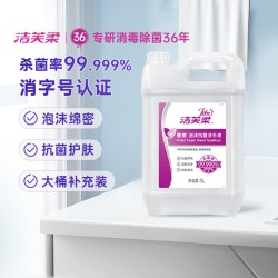 洁芙柔 葡泰泡沫抗菌洗手液大桶补充装无酒精温和5L装无香杀菌泡泡