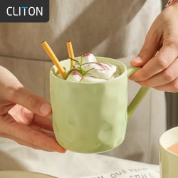 CLITON 陶瓷马克杯大容量咖啡杯牛奶杯早餐杯办公杯男女茶杯奶绿色350ml