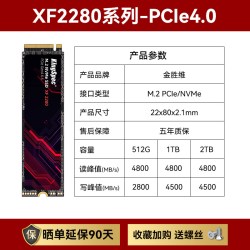 金胜维 m2固态硬盘NVMe1T 2TB PCIe4.0台式机笔记本XF2280/2242SSD