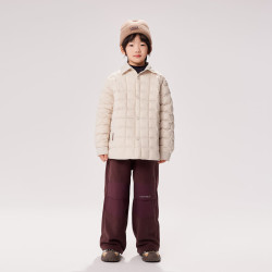 EBAER 儿童轻薄羽绒服2024秋冬新款90白鸭绒男女童三防羽绒外套 杏仁米  110