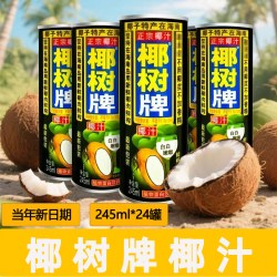 椰树 正宗椰树牌椰子汁245ml*24罐装整箱批发海南特产椰汁饮料椰奶原味