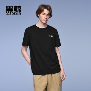 海澜之家 旗下黑鲸字母印花短袖T恤男夏季舒适休闲圆领