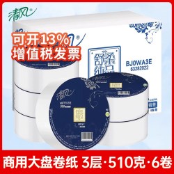 清风 大盘卷纸整箱12卷商用大盘纸酒店写字楼卫生间专用卫生纸厕纸