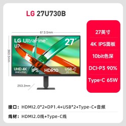 LG 27UL650-W 27英寸 IPS FreeSync 显示器 (3840×2160、60Hz、99%sRGB、HDR400）