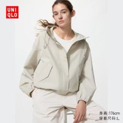 优衣库 女装休闲连帽短外套481600 31 米色 M