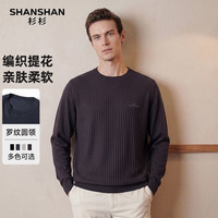 杉杉 圆领纯色针织衫 紫色 L码 男士毛衣