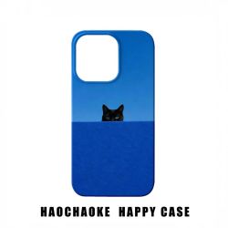 C 【裸机手感】克莱因蓝黑猫 iPhone6-17系列苹果手机壳