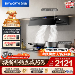 创维 油烟机变频30风量顶侧一体排吸 70%热效定时灶 Y051+Z241B 液化气
