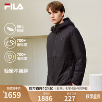 FILA 男装轻薄防水透湿连帽羽绒服 正黑色 3XL