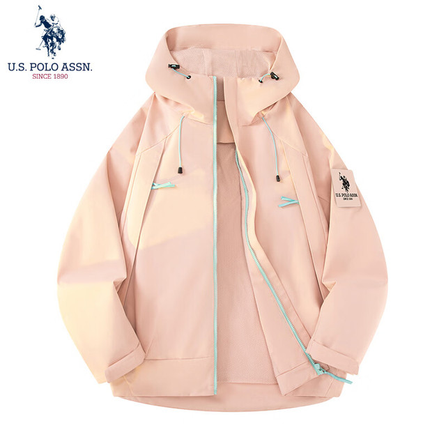U.S. POLO ASSN. 夹克秋季新款保罗冲锋外套 樱花粉 S