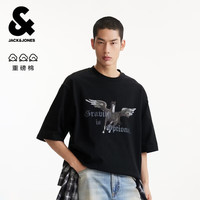 杰克琼斯 杰克·琼斯（JACK&JONES） 男装短袖通勤宽松休闲罗纹圆领胸前字母胶印226201095