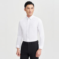 才子 长袖衬衫 透气蚕丝 白色 2XL 41(175/96A) 男士衬衣