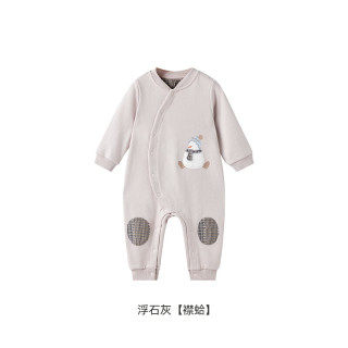 英氏 童装家居服连体衣秋季婴幼儿羊绒连身衣 浮石灰