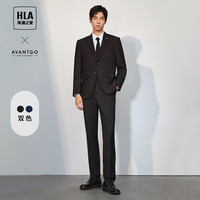 海澜之家 西服套装 男轻商务时尚平驳领套西男秋季 黑色02（西服+西裤） HTXAW3Y001A L