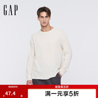 Gap 男女装2025秋季LOGO华夫格长袖T恤休闲常规上衣美版 米色 XL 美码 2XL亚洲码185/108A