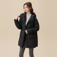 雪中飞 云绒系列 女士中长款连帽羽绒服 黑色 M/165/88A