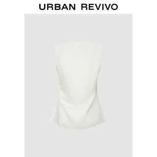URBAN REVIVO UWM260088 褶皱收腰 白色 S 女士衬衫