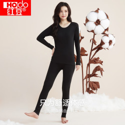 Hodo 秋冬情侣纯棉秋衣秋裤毛衫保暖内衣套装 阑夜黑