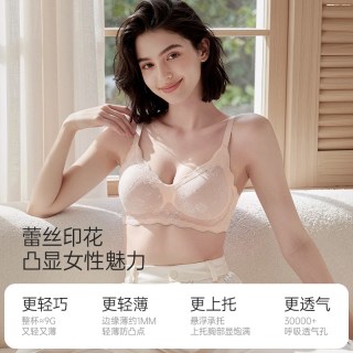ROVO 内衣女薄款大胸显小胸聚拢收副乳防下垂性感蕾丝无钢圈文胸罩