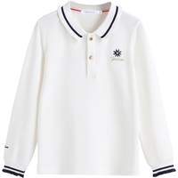 英氏 女童长袖POLO衫 小字母花朵-白色 120