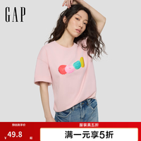 Gap 866082 纯棉创意印花 淡粉色 XS 男士T恤
